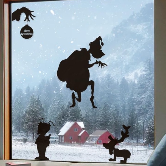 Merry Grinchmas vinyl window cling decal The Grinch Christmas black Large - Picture 2 of 5